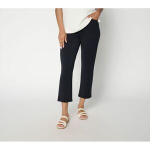 Belle by Kim Gravel Women's Plus Sz Pants 1X ScubaLuxe Pocket Crop Black